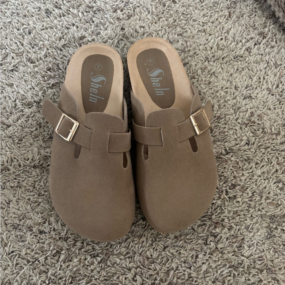Brown Buckle Mules